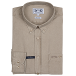 Men's Weekender Long-Sleeve Twill Dye Shirt Classic Cut, Stone